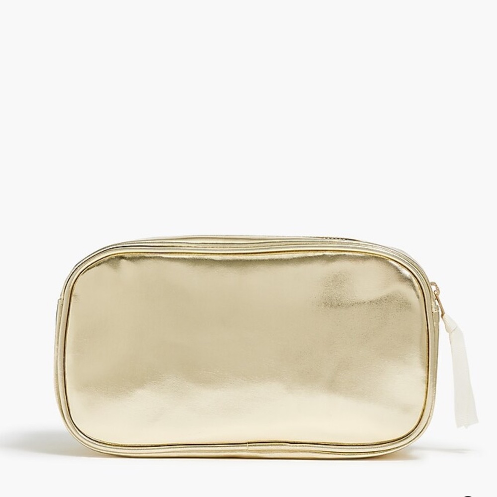 JCREW Metallic Gold cosmetic pouch NWT - Picture 1 of 1